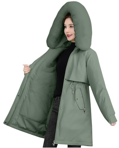 KOG Winterjacke Damen Jacke Mode Dufflecoat Baumwolle Fahrradmantel Daunenmantel Bekleidung Frauen Amazon Essentials Damen Casual Blusenjacke Winter Hoodie Frau Outlet Amazon Grün XL