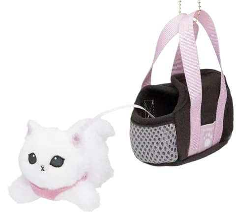 Generisk katt mjuk leksak, katt-plyschleksak – mjuk tygkatt nyckelring, bärbar väskhänge, rolig modeaccessoar för handväska, ryggsäck, bilnyckel, svart, Siehe Beschreibung