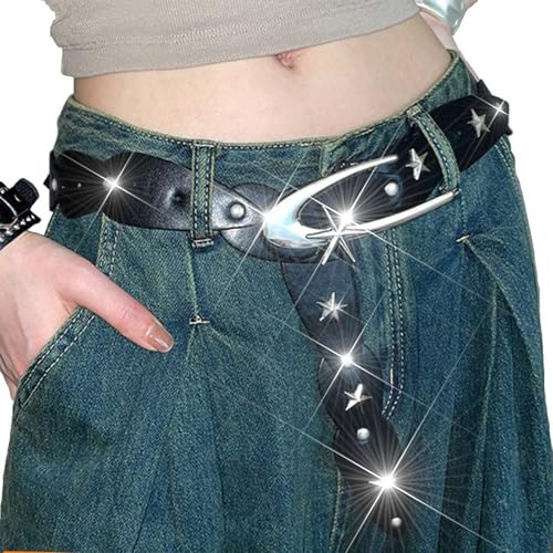 CharmBurst Y2K Gürtel, Ceinture réglable à Clous Noire, Ceinture Punk à Clous Accessoires Gothiques, Ceinture Emo Clous, vêtements Y2K Ceinture Gothique Femmes Hommes