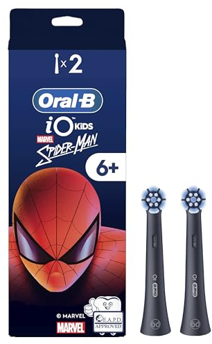 Oral-B iO Kids Marvel Spiderman Electric Toothbrush Head for Age 6+, Gentle on Wobbly Teeth and Gums for Cleaner Teeth, Pack of 2