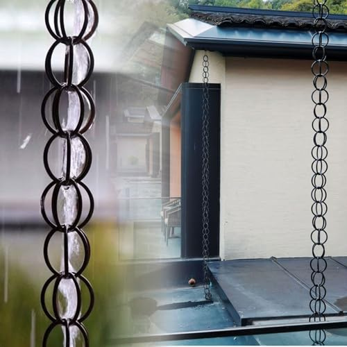 yurstcggh Catena da Pioggia Ornamento da Giardino 3ft 6.5ft 10ft Catena Sospesa Resistente alla Ruggine e Durevole,per La Raccolta dell'Acqua Piovana per Il Balcone del Gazebo 9m(29.5ft) Nero