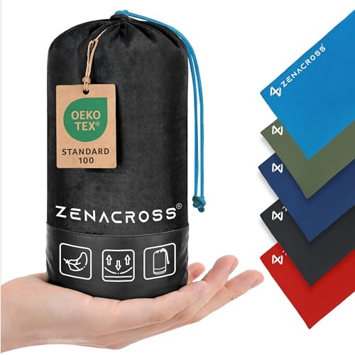 Zenacross Sacco a Pelo Interno Ultraleggero in Microfibra - Sacco Lenzuolo Da Viaggio con Scomparto per Cuscino - Lenzuolo da Viaggio per l'estate - Blu