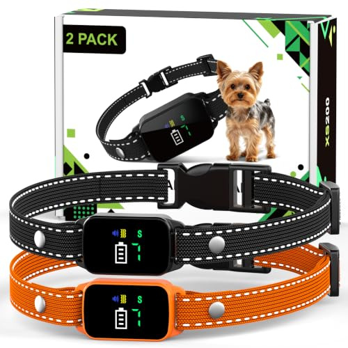 Dog Bark Collar, 2Pack Small Anti Barking Collar, Training Bark Collar (2, Black & Orange, Extra Small)