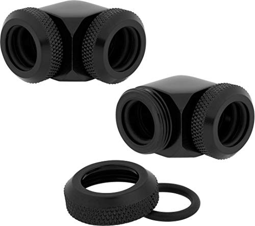 Corsair Hydro X Series XF Hardline 90° 12mm OD Fittings Twin Pack - Black