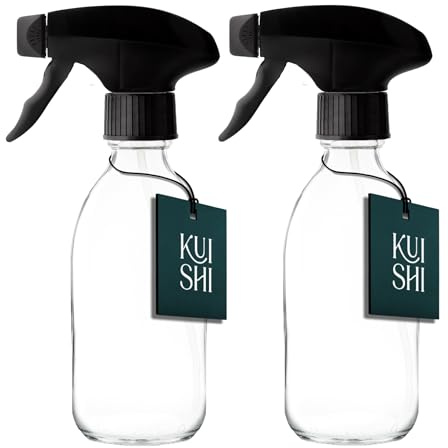 Kuishi Klarglas Sprühflasche 250ml [2 Stück] Kleine Glassprühflaschen zum Reinigen, Wassersprühflasche für Haare oder als Pflanzen-Nebel und für Gartenarbeit (BPA-Frei)