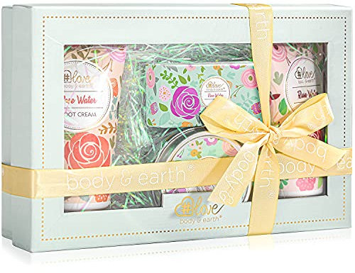 Hand Cream Gift Set-4 Pack Rose Scent Hand Lotion Gifts for Women Include Hand Cream, Foot Cream, Soap, Scented Candles, Birthday Gifts for Her,Valentine's Mothers Day Christmas Gifts