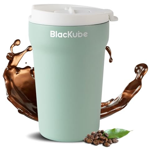 Blackube Thermo Kaffeebecher-to-go 380ml | BPA-freier Travel Mug | Isolierter Kaffee- und Teebecher für unterwegs | Edelstahl-Thermobecher | Auslaufsicherer Trinkbecher