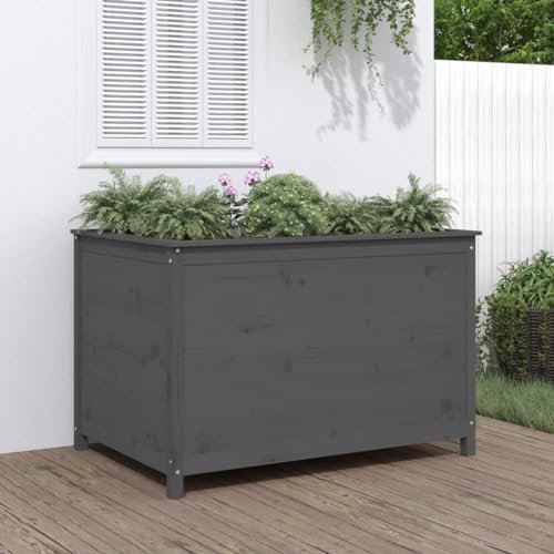 BaraSh Hochbeet Grau 119,5x82,5x78 cm Massivholz Kiefer Erdsieb FüR Garten Pflanzbeet