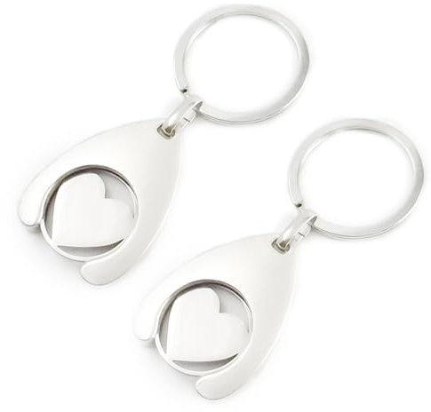 2pcs Shopping Trolley Token Keyring - Supermarket Coin Key Release Tool - Portable Removable UK Alloy Pound Token for Shopping Carts