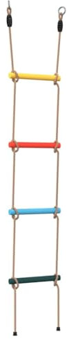 vidaXL Rope Ladder for Kids - 4 Rungs Multicolour PE Material Outdoor Climbing Ladder with Metal Mounting Rings for Swing Sets and Playgrounds