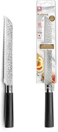 Richardson Sheffield - Couteau à pain - Katana - Acier inoxydable 13 C, Finition Satinée - Lame 20.5 cm - Noir