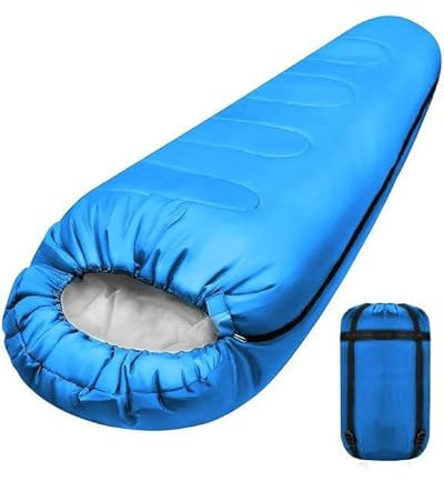 Ultralight 4-Season Sleeping Bag for One Person Suitable for Camping Warm Lightweight Waterproof for Indoor and Outdoor Use Teenagers Adults during Hiking Backpacking Camping Adventures Mummy Blue