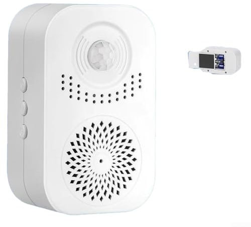 Zilimontt Campanello sensore rilevatore di passaggio, campanello personalizzabile con sensore di movimento, 20 voci registrabili, bianco