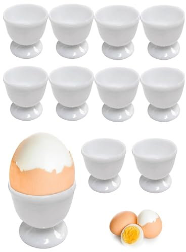 Lot de 9 coquetiers ronds de 4,4 x 4,6 cm - Blanc - Pour œufs de petit-déjeuner au brunch et au buffet - Support pour œufs de Pâques - Pour toutes les tables de petit-déjeuner, œufs durs et souples