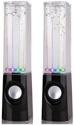 XzhixiangKing Dancing Water Speaker, USB Coloured Illuminated Fountain Style Dancing Water Stereo Speakers, for MP3 /Mobile Phones/Computer (Black)