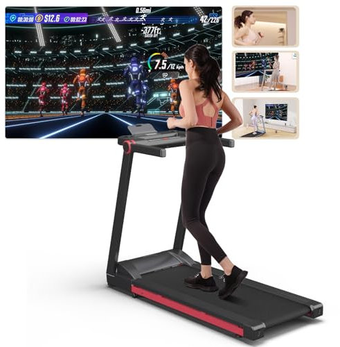 Lacuffy Raceable Laufbänder für zuhause Faltbar Geeignet für High-Tech-Geräte, Faltbares Laufband mit 158 kg Tragfähigkeit, Schräglaufband mit APP-Steuerung