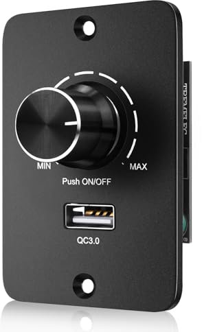 LEKEFETO DC 12-24 V LED Dimmer PWM, interruttore dimmer 5 A, 3 fili, interruttore dimmer, ricarica rapida USB, QC 3.0, dimmer per lampade LED, dimmer a LED per camper, barca, camion, roulotte