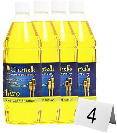 Ma Maison Olio Combustibile alla Citronella Vegetale - per Torcia, Fiaccola, Repellente per Zanzare, Torcia, Lampada, Giardino, Protezione, Terrazzo, Campeggio - per Spazi Esterni 1 Litro