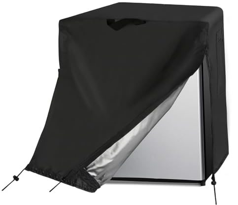 Fridge Cover, Refrigerator Cover, Fridge Wrap, 210D Waterproof&Dustproof for Protecting Upright Freezers/Beverage Refrigerator for Cold Rooms, Black, 20W x 20D x 21H