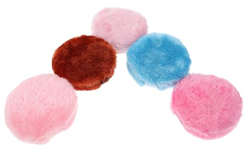 HAMPPLIES 5 Pièces Longue Houppette Sèche En Velours Applicateur De Fond De Teint Liquide Bouffée De Fond De Coussin Bouffée En Poudre Lâche De Maquillage Réutilisable