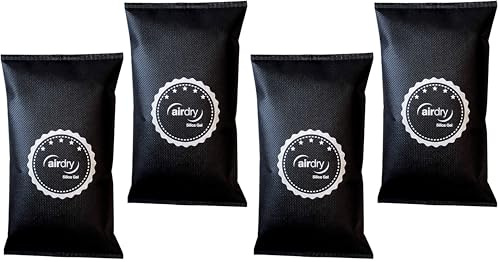Thomar airdry Gel de sílice | Deshumidificador para Coche, 1,5 kg (2 x 750 g), cojín deshumidificador con Gel de sílice, Color Negro (Paquete de 2)