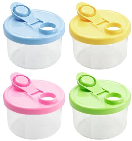 4PCS Formula Powder Pots, 3 Partition, 300ml Milk Powder Dispenser Pot