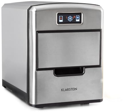 Klarstein Piccola macchina per il ghiaccio da 2,1 l, macchina per il ghiaccio da banco per la casa e la cucina, funzionamento veloce, rende 12 kg di ghiaccio a proiettile, 3 dimensioni, comandi touch