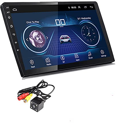 BOOMBOOST 2 DIN HD 10 tums Quad Core-bilradio, 2,5 D LCD stor skärm, navigator MP5, Android Auto Stereo, mobiltelefonanslutning, WiFi, GPS, backkamera, rattkontroll