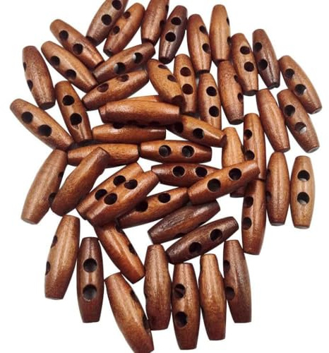 POFET 100 botones de madera en forma de olivo con 2 agujeros, botones de costura para decoración de ropa