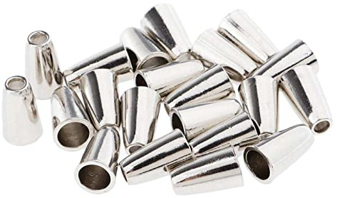 Perfeclan 20 Piezas Campana cónica Cordón de Metal cerraduras tapón de terminales tapón para, Chaqueta, Pantalones, artesanías de, de Plata