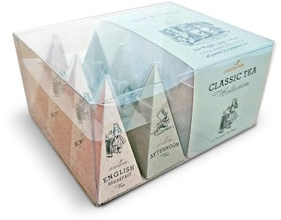 Charbrew Alice In Wonderland Classic Tea Pyramid Assortment Gift Box - 12 Teabags 4 Blends Including Afternoon Tea, Earl Grey, English Breakfast & Chai Set