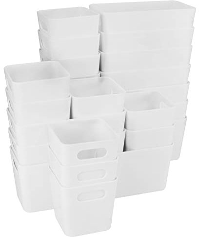 Hummelladen 22 Teile Organizer Set - 10 cm hoch - in 3 Größen - weiß - Schubladeneinsatz - passend für Schubladen bis 90x40cm