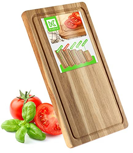KADAX Tagliere rettangolare in rovere, tagliere da cucina in 5 diverse misure, tagliere in legno con scanalatura per succo, tagliere per formaggio, tagliere per la colazione (24 x 40 cm)