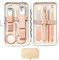 Juego de cortaúñas de acero inoxidable para mujeres y hombres, herramientas de cuidado personal con estuche de viaje portátil, herramientas de manicura y pedicura, kit de aseo para mujeres y hombres