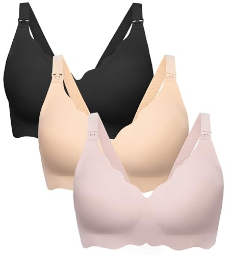 Angelhood Sujetadores de lactancia para lactancia materna ultra cómodos sin costuras paquete de sostén de maternidad inalámbrico para embarazo Bralette extensor