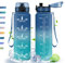 HoneyHolly Trinkflasche 500ml Sport, mit Zeitmarkierung, mit Filter, Auslaufsichere Trinkflasche, BPA-Frei, Wasserflasche für Sport, Fitness, Yoga, Schule, Büro
