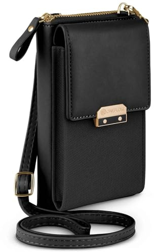 ONEFLOW Bliss Purse für iPhone 14 Plus Handytasche zum Umhängen Damen mit Portemonnaie, Handy Umhängetasche mit Geldbörse und Handyfach, Kleine Handtasche, Schwarz