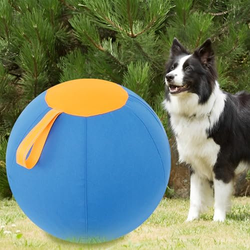 KTCINA Herding Ball Hund Φ45/65 cm Ultra Sicher Robust Langlebig Interaktiv Hundespielzeug mit Pumpe Aufblaswerkzeug Training Spielzeug Hund Großer Hund Herding Ball für Hunde Pferde (L)