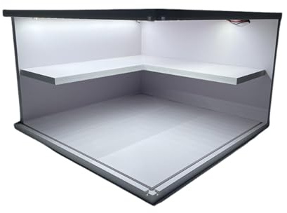 TAIZhiChen Vitrine pour voitures miniatures, présentoir avec socle transparent et éclairage LED, idéale pour la création de bijoux, de blocs de construction et, 2 Couches
