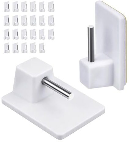 20 Packs net curtain hooks,Self Adhesive Hooks,self adhesive curtain hooks | self adhesive hooks for net curtains Hooks Window Hooks Adhesive for Net Curtain Rods, White (Square Corners)