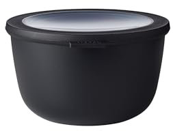 Mepal - Multi Bowl Cirqula Round - Vorratsdose mit Deckel - Geeignet als Luftdichte Aufbewahrungsbox für den Kühlschrank, Mikrowellengeschirr & als Frischhaltedosen - 2000 ml - Nordic Black