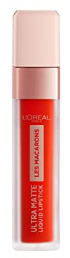 L'Oreal Paris Make-up Designer - Les Macarons, Pintalabios Mate Permanente Rojo Anaranjado, Tono 826 Mademoiselle Mango - 30.5 gr.