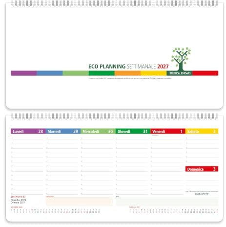 Planner 2025 hebdomadaire de table SPIRALÉ avec toutes les dates imprimées en papier écologique 100 % - Agenda 2025 parfait pour la gestion du temps - Planning 2025 hebdomadaire de bureau (14 x 32)