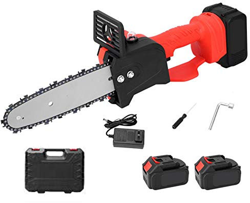 YZJJ Mini Chainsaw Cordless Power Chain Saws, 8-Inch Portable 21V Battery Chainsaw, One-Hand Operated Electric Saw for Courtyard Tree Branch Wood Cutting