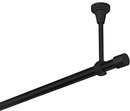 Gardinenstange schwarz 360 cm 1-läufig 19 mm aus Metall Deckenbefestigung Endstück Kappe