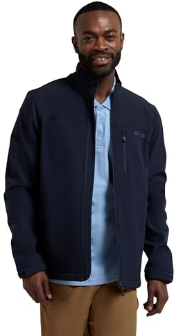 Mountain Warehouse Grasmere Mens Softshell Jacket | Lightweight & Breathable Water Resistant Rain Coat, Windproof with Bonded Fleece Lining for Warmth, For Light Rain, Walking