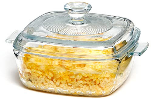 NUTRIUPS 0.8L Glass Casserole Dish with Lid Oven Safe Square Casserole Dish