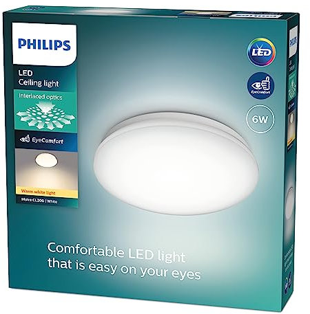 Philips Moire Deckenleuchte, 6W, rund, warmweiß, weiß