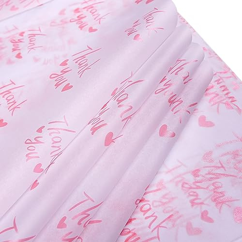 60 ark silkespapper, 19,7 x 13,8 tum silkespappersark för förpackning, presentförpackningspapper för bröllop födelsedag jul alla hjärtans dag gör-det-själv hantverk (vit-rosa, 50 x 35 cm)