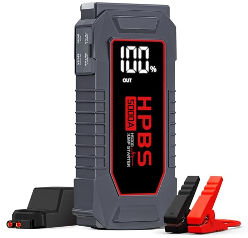 HPBS Car Jump Starter - 5000A Peak Jump Starter Battery Pack with DC for Up to All Gas and 10.0 L Diesel Engines, 12V Portable Battery Jump Starter with 3.0 LCD Display